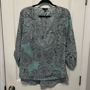 The Limited Mint and Black Paisley Blouse